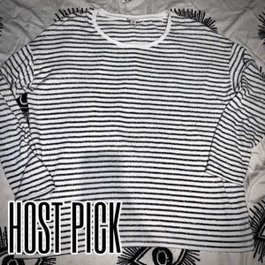 Grey & White Striped Sweater